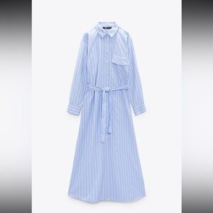 Blue Striped Shirt Dress Zara , size S (Goes without belt)